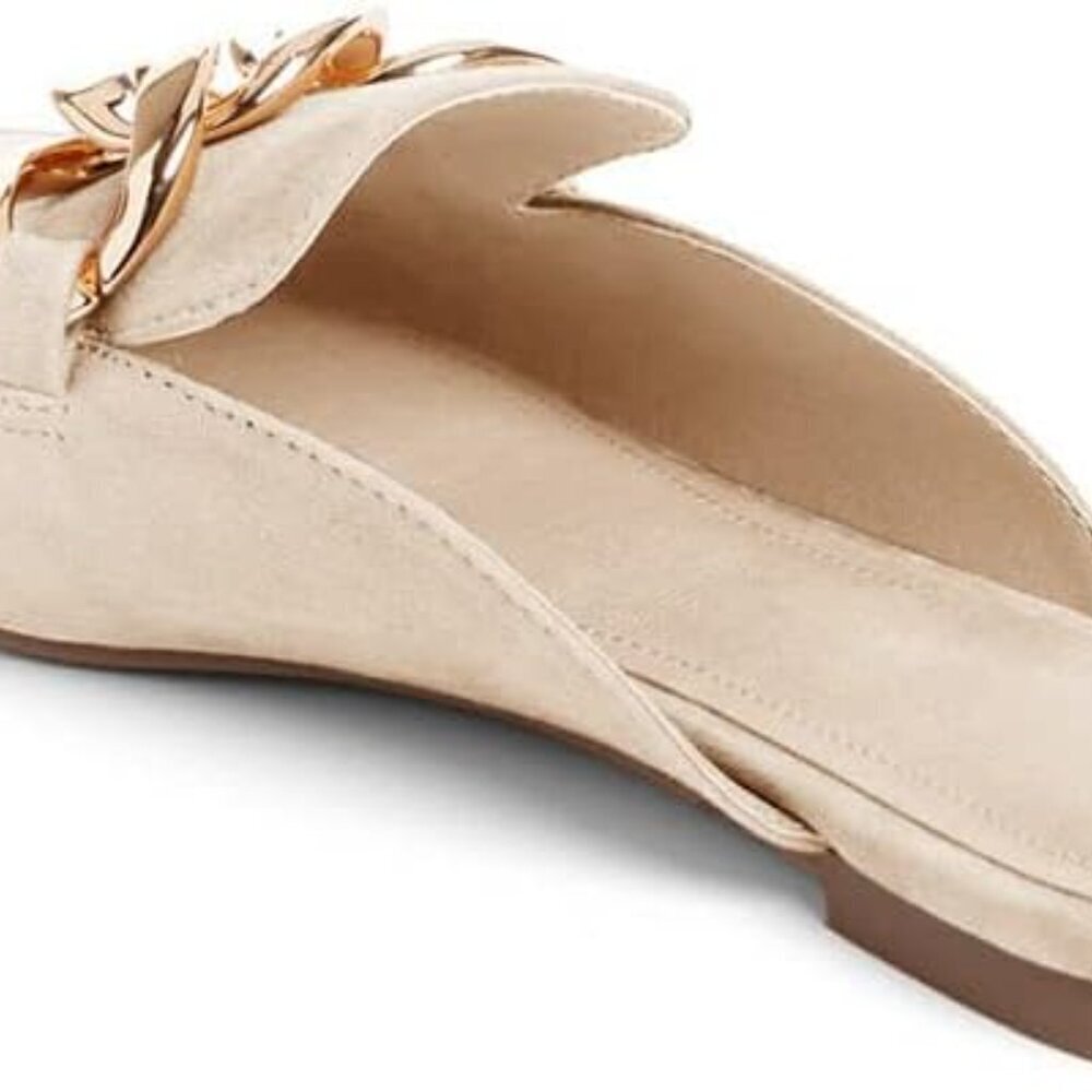 Womens Faux Leather Suede Mules Flats Size 8.5 Pointed Toe Slip On - Picture 3 of 7
